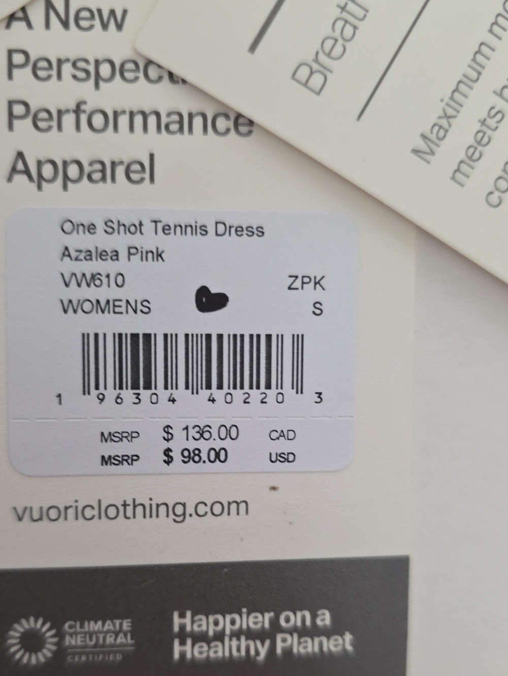 NWT Women's Vuori "ONE SHOT TENNIS DRESS" in Azealea Pink Size Small - Picture 6 of 7